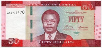 Банкнота Либерия 50 долларов 2016 год.