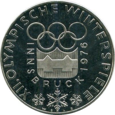 Монета Австрия 100 шиллингов 1976 год. XII зимние Олимпийские Игры, Инсбрук 1976.
