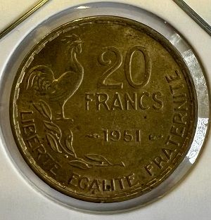 Франция, 20 франков 1951 г.