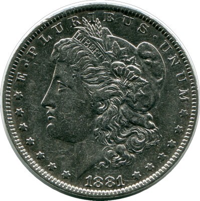 Монета США 1 доллар 1881 год.