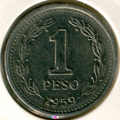 Монета Аргентина 1 песо 1959 год.