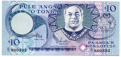 Банкнота Тонга 10 паанга 1995 год.