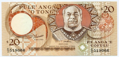 Банкнота Тонга 20 паанга 1995 год.