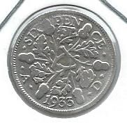 Монета Великобритания 6 пенсов 1933 год