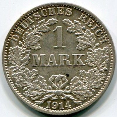 Монета Германия 1 марка 1914 год. А