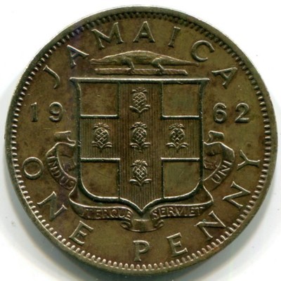 Монета Ямайка 1 пенни 1962 год. Елизавета II