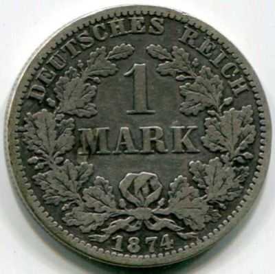 Монета Германия 1 марка 1874 год. А