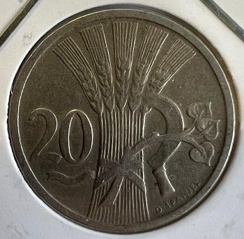 Чехословакия, 20 геллеров 1921 г.