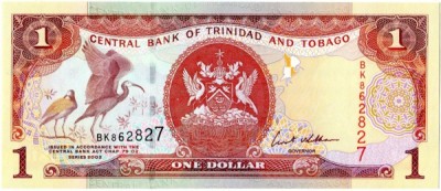 Банкнота Тринидад и Тобаго 1 доллар 2002 год.