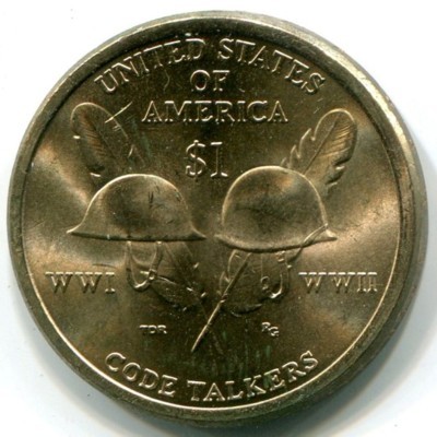 Монета США 1 доллар 2016 год.  Индейцы-радисты.