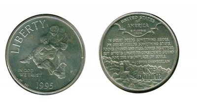 США, серебряная монета 1 доллар, 100 летие Гражданской войны, 1995 года