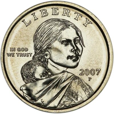 Монета США 1 доллар 2007 год. P "Сакагавея"