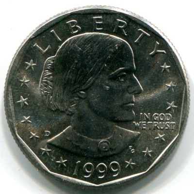 Монета США 1 доллар 1999 год. Сьюзен Энтони. D