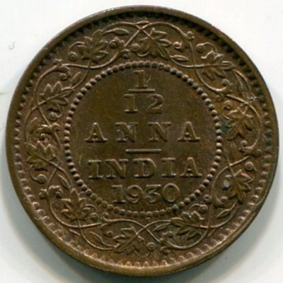 Монета Индия 1/12 анны 1930 год.