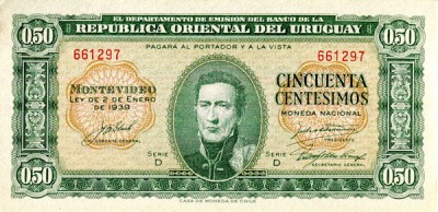 Уругвай, банкнота 50 сентесимо 1939 год
