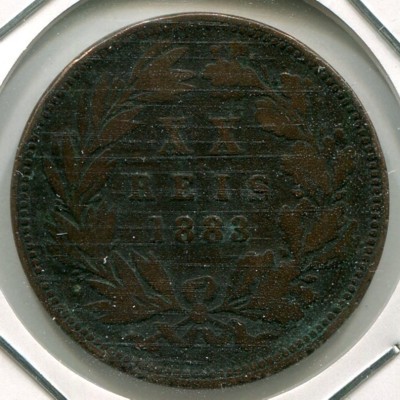 Монета Португалия 20 рейс 1883 год.