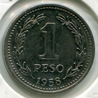 Монета Аргентина 1 песо 1958 год.