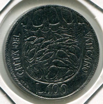 Монета Ватикан 100 лир 1975 год.