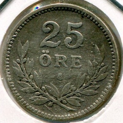 Монета Швеция 25 эре 1914 год.