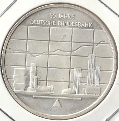 Германия 10 евро 2007 г. 50 лет Немецкому федеральному банку J