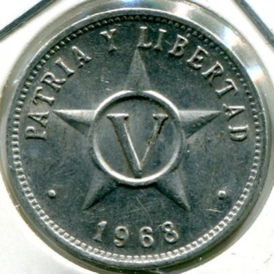 Монета Куба 5 сентаво 1968 год.