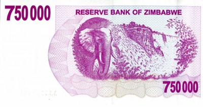 Зимбабве, банкнота 750 000 долларов, 2008 год