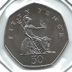 Монета Великобритания 50 пенсов 1999 год