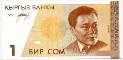 Банкнота Киргизия 1 сом 1994 год.