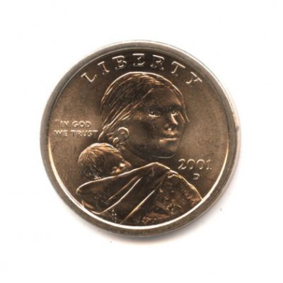 Монета США 1 доллар 2001 год. D "Сакагавея"