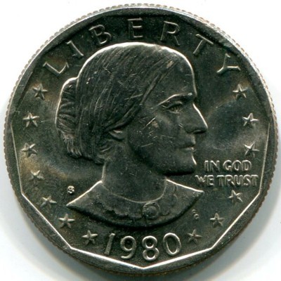 Монета США 1 доллар 1980 год. Сьюзен Энтони. S