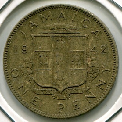 Монета Ямайка 1 пенни 1942 год.