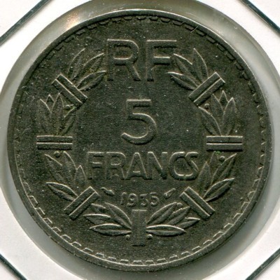 Монета Франция 5 франков 1935 год.