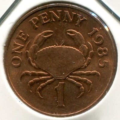 Монета Гернси 1 пенни 1985 год.