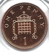 Монета Великобритания 1 пенни 1992 год