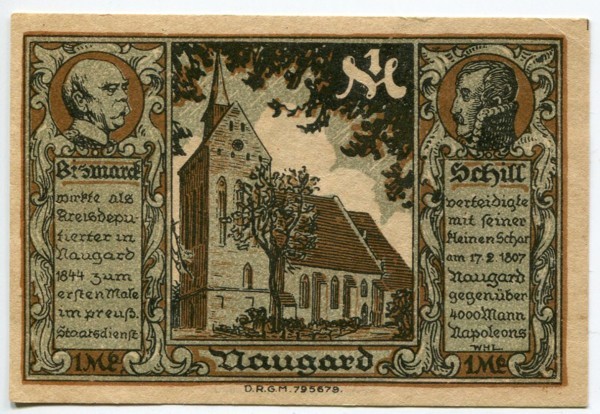 Банкнота Новогард 1 марка 1922 год.