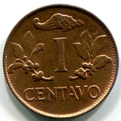 Монета Колумбия 1 сентаво 1968 год.