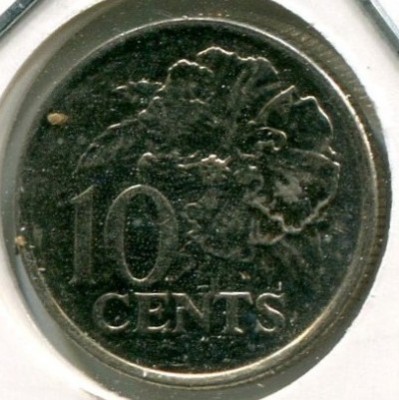 Монета Тринидад и Тобаго 10 центов 2007 год.
