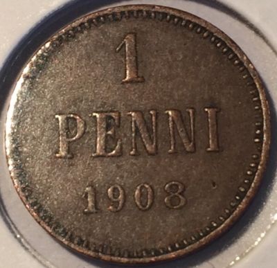 Монета Русская Финляндия  1 пенни 1908 год
