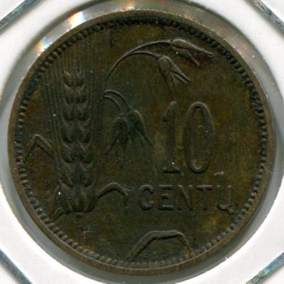 Монета Литва 10 центов 1925 год.