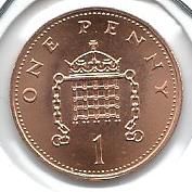 Монета Великобритания 1 пенни 1999 год