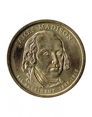 США, 1 доллар, 4-й президент Джеймс Мэдисон 2007 г.