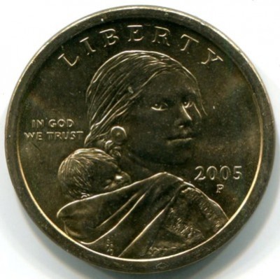 Монета США 1 доллар 2005 год. P "Сакагавея"