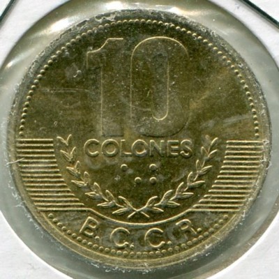 Монета Коста-Рика 10 колонов 2002 год.