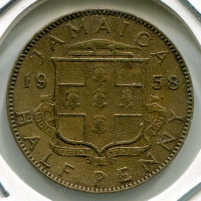 Монета Ямайка 1/2 пенни 1958 год.