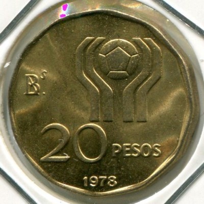 Монета Аргентина 20 песо 1978 год. Чемпионат мира по футболу. 