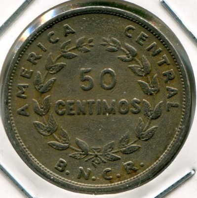 Монета Коста-Рика 50 сентимо 1948 год.