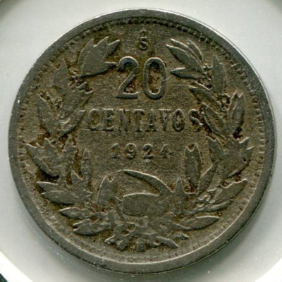 Монета Чили 50 сентаво 1924 год.