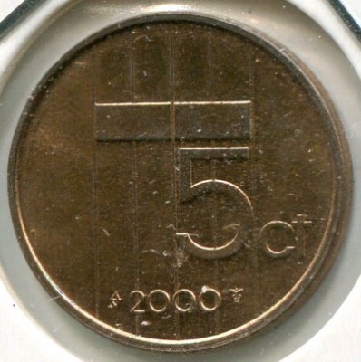 Монета Нидерланды 5 центов 2000 год.