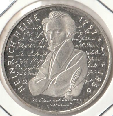 Германия 10 марок 1997 г. 200 лет со дня рождения Генриха Гейне D