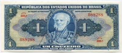 Банкнота Бразилия 1 крузейро 1954 год.